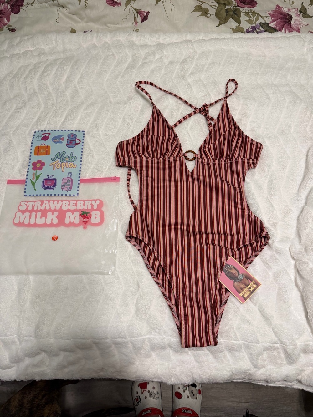 Strawberry Milk Mob Pink Gemini One-Piece Swimsuit